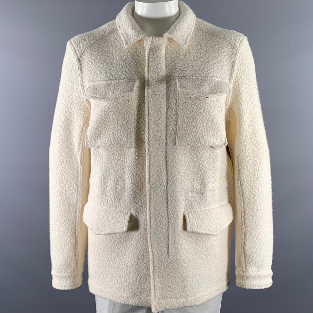 KLEIN EPSTEIN & PARKER Size XL Cream Sherpa Wool Blend Jacket